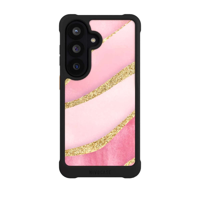 Galaxy S26 NIVOmax Pink Marble Goldprint Stripes