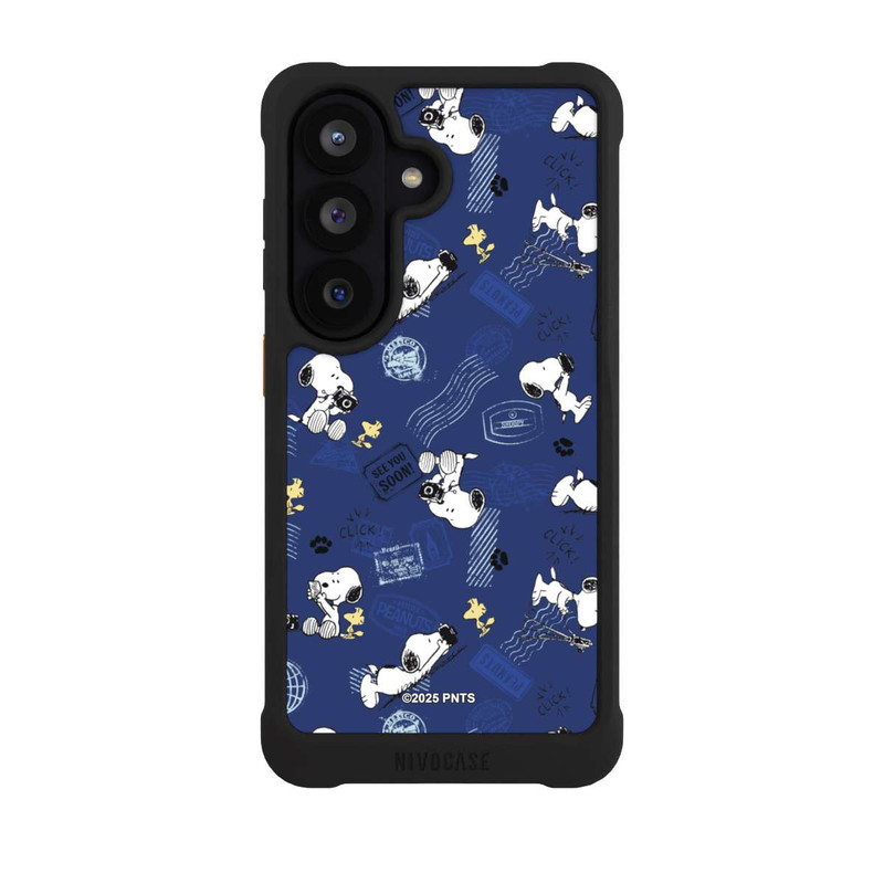 Galaxy S26 NIVOmax Peanuts Travel Stamps Pattern Blue