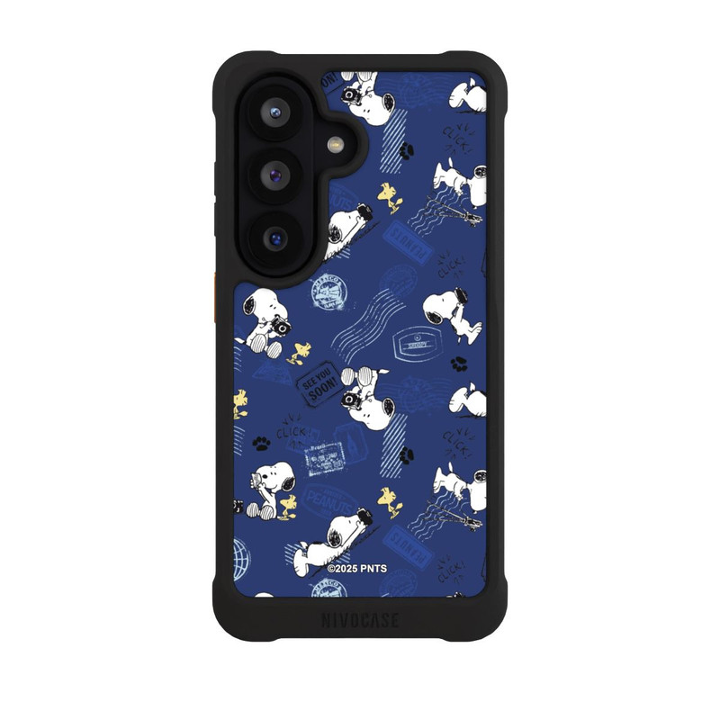 Galaxy S26 NIVOmax Peanuts Travel Stamps Pattern Blue