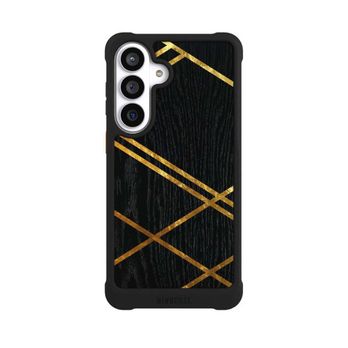 Samsung Galaxy S26+ NIVOmax Schwarzes geometrisches Muster Goldene Streifen
