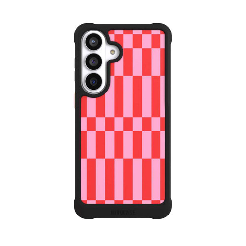 Samsung Galaxy S26+ NIVOmax Checked Abstract Bold Coral Red and Pink Color Block