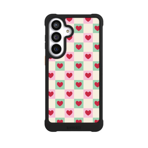 Samsung Galaxy S26+ NIVOmax Karomuster Herzen Rosa und Grün Valentinstag