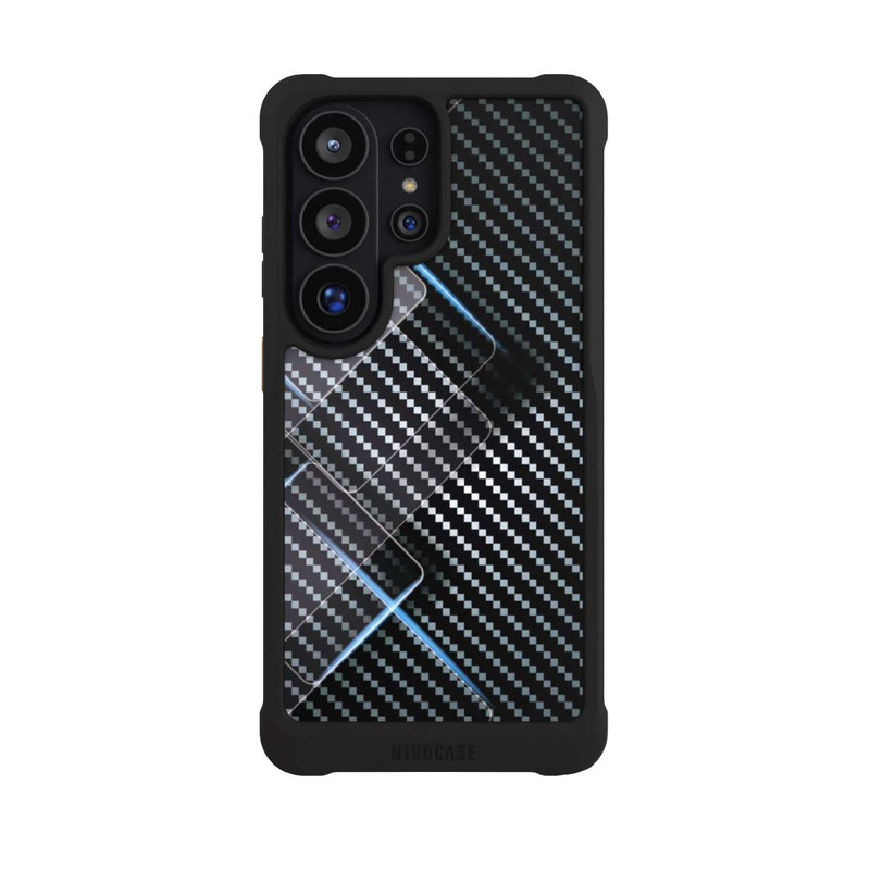 Galaxy S26 Ultra NIVOmax Blaue Linien auf Karbon