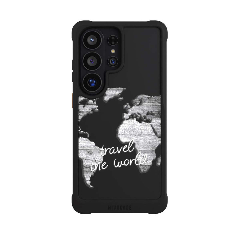 Galaxy S26 Ultra NIVOmax Carte du Monde Bois sans Fond