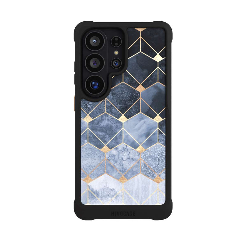 Galaxy S26 Ultra NIVOmax Impression Or Hexagones Bleus Et Diamants