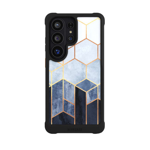 Samsung Galaxy S26 Ultra NIVOmax Blauer Farbverlauf Sechsecke Golddruck