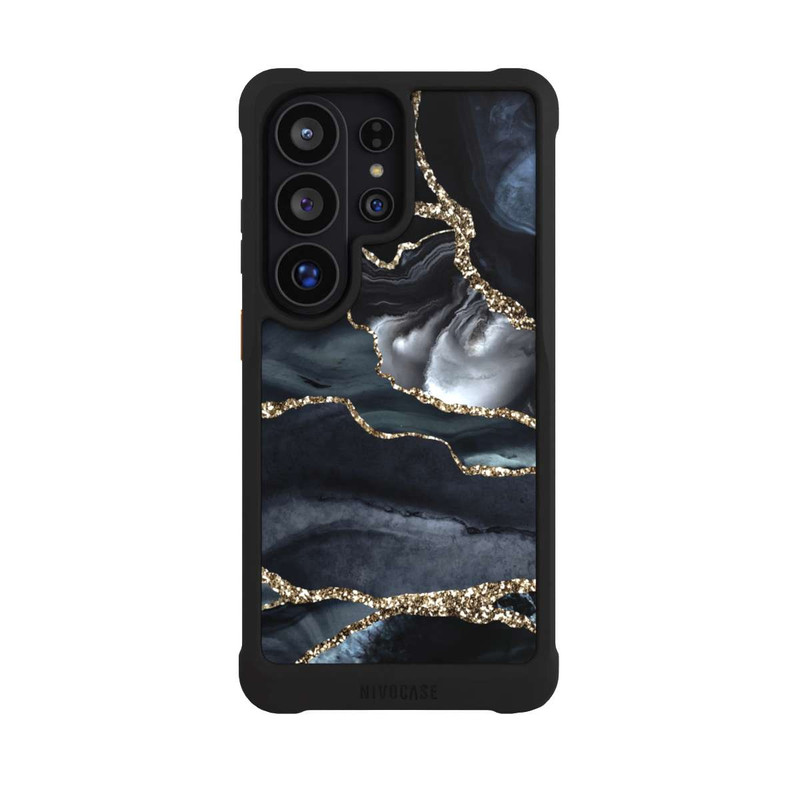 Galaxy S26 Ultra NIVOmax Dunkler Marmor Gold Glitzerlook