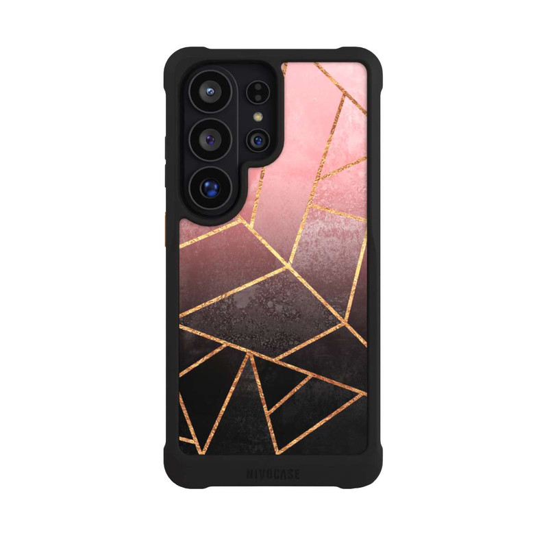 Galaxy S26 Ultra NIVOmax Pinker und Schwarzer Stein Gold Druck