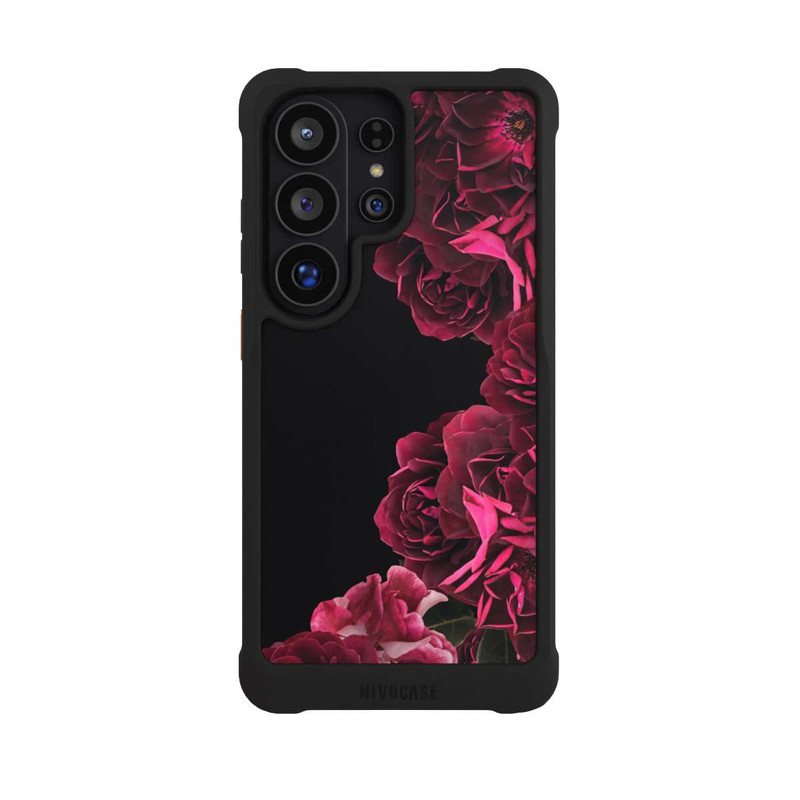 Galaxy S26 Ultra NIVOmax Roses Vintage sur Fond Noir