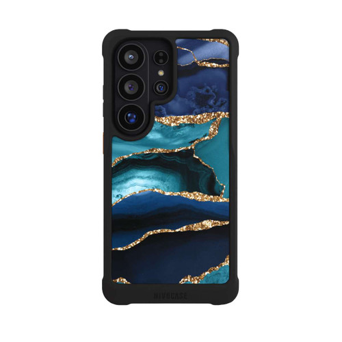 Samsung Galaxy S26 Ultra NIVOmax Dark and Light Blue Marble Gold Glitter Look