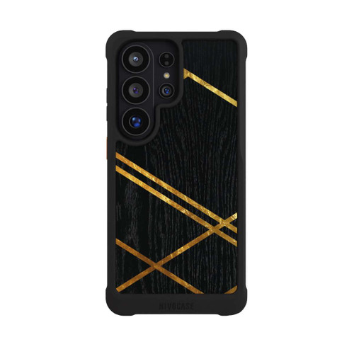 Samsung Galaxy S26 Ultra NIVOmax Schwarzes geometrisches Muster Goldene Streifen