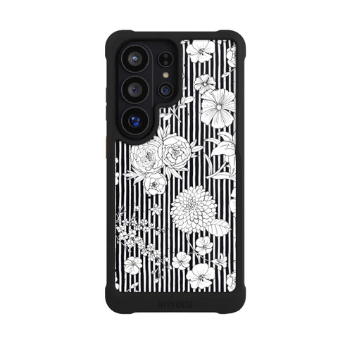 Samsung Galaxy S26 Ultra NIVOmax Flowers and Stripes Black and White