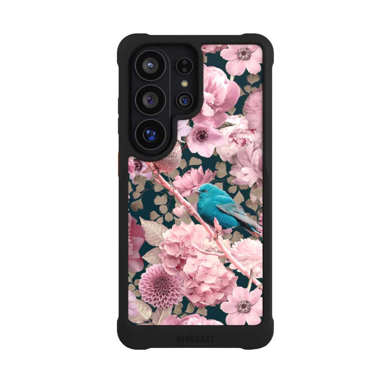Galaxy S26 Ultra NIVOmax Moineaux à motif de fleurs roses