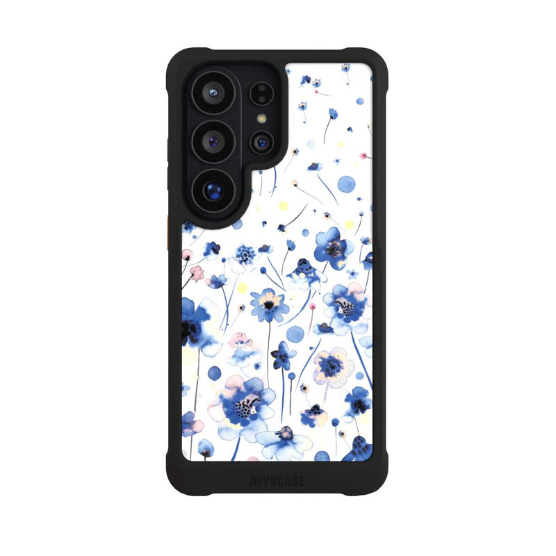 Galaxy S26 Ultra NIVOmax Fleurs bleues d’encre aquarelle