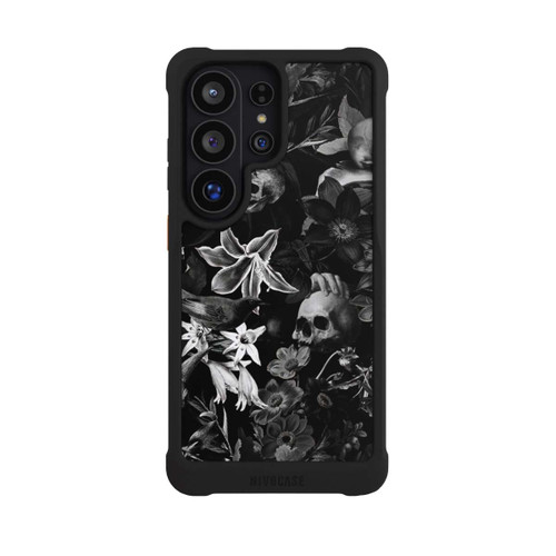 Samsung Galaxy S26 Ultra NIVOmax Skulls and Flowers on Black Background