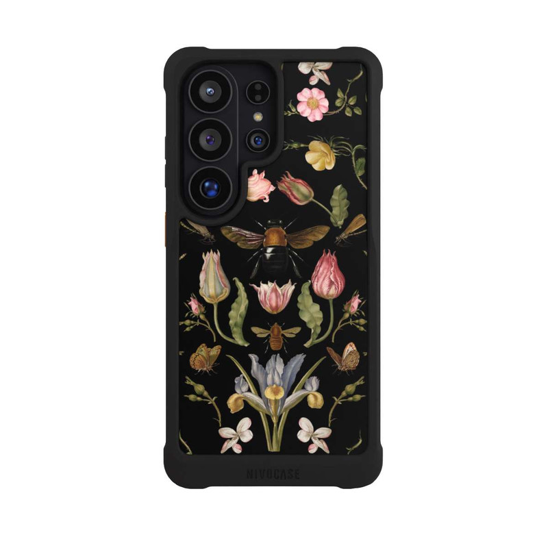 Galaxy S26 Ultra NIVOmax Fleurs Sauvages et Abeilles Fond Noir