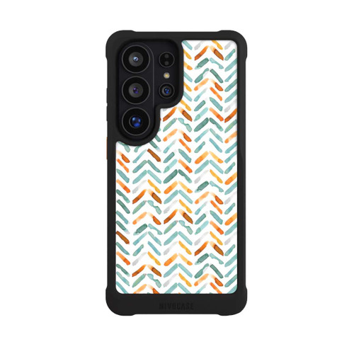 Samsung Galaxy S26 Ultra NIVOmax Elegantes Herbstchevron Blau Orange