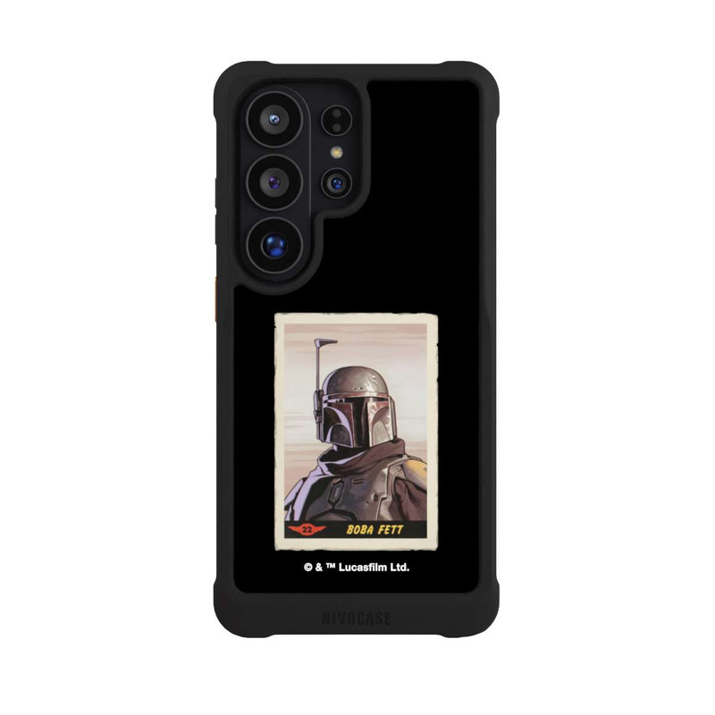 Galaxy S26 Ultra NIVOmax Boba Fett Badges Schwarzer Hintergrund