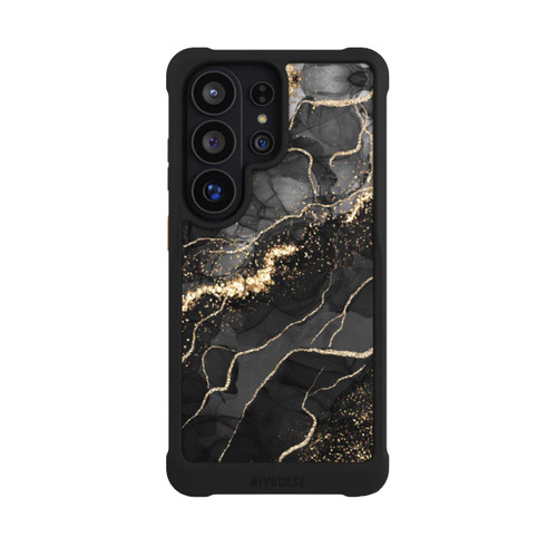 Samsung Galaxy S26 Ultra NIVOmax Look Spirales de Marbre Sombre &amp; Or