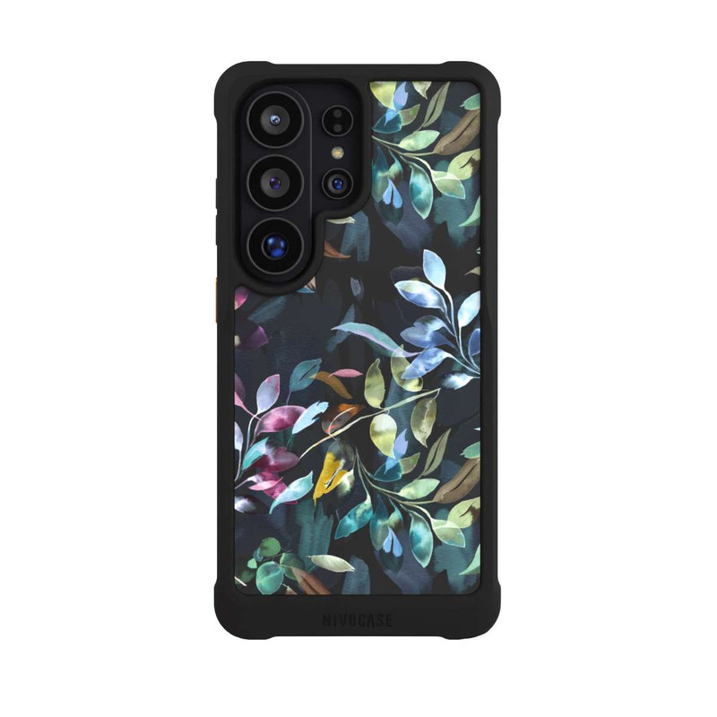 Galaxy S26 Ultra NIVOmax Aquarelle Feuilles Mystiques Noir