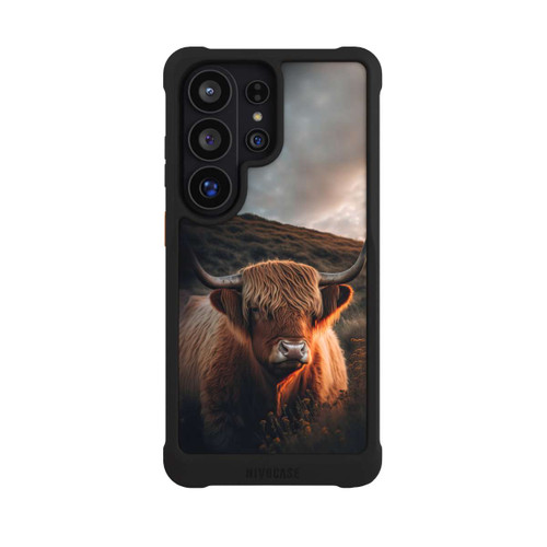 Samsung Galaxy S26 Ultra NIVOmax Vache Highland avec de grandes cornes avec IA