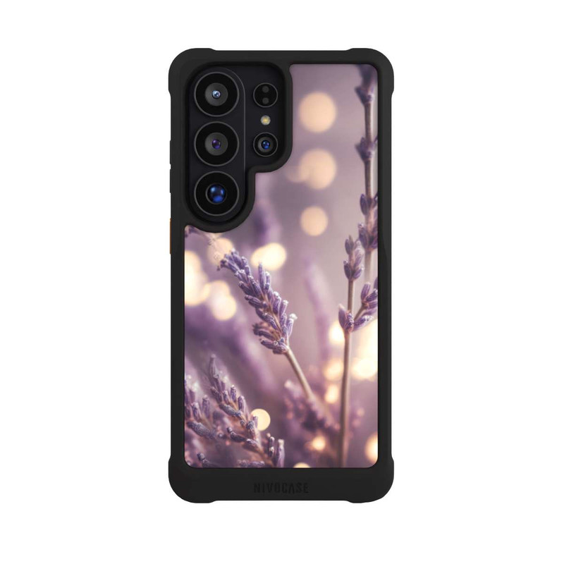 Galaxy S26 Ultra NIVOmax Lavande en gros plan avec IA
