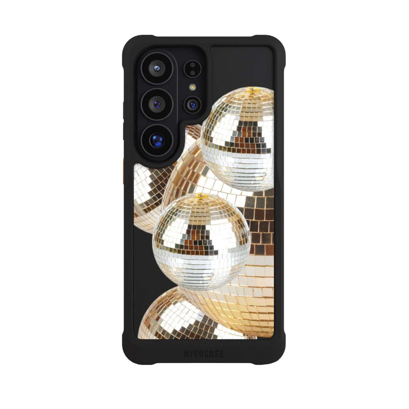 Galaxy S26 Ultra NIVOmax Disco Ball Party Gold Transparent with AI