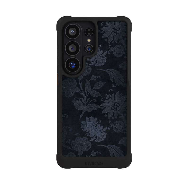 Galaxy S26 Ultra NIVOmax  Silberne Blumen auf Samt