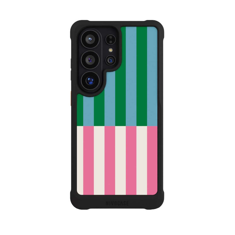 Galaxy S26 Ultra NIVOmax Motif Rayé Vert Rose
