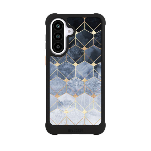 Samsung Galaxy A57 5G NIVOmax Blaue Sechsecke und Diamanten Golddruck