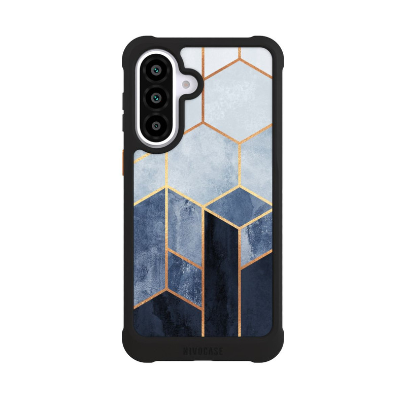 Galaxy A57 5G NIVOmax Impression d'or d'hexagones bleus doux