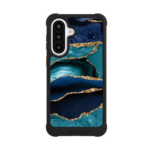 Samsung Galaxy A57 5G NIVOmax Dark and Light Blue Marble Gold Glitter Look