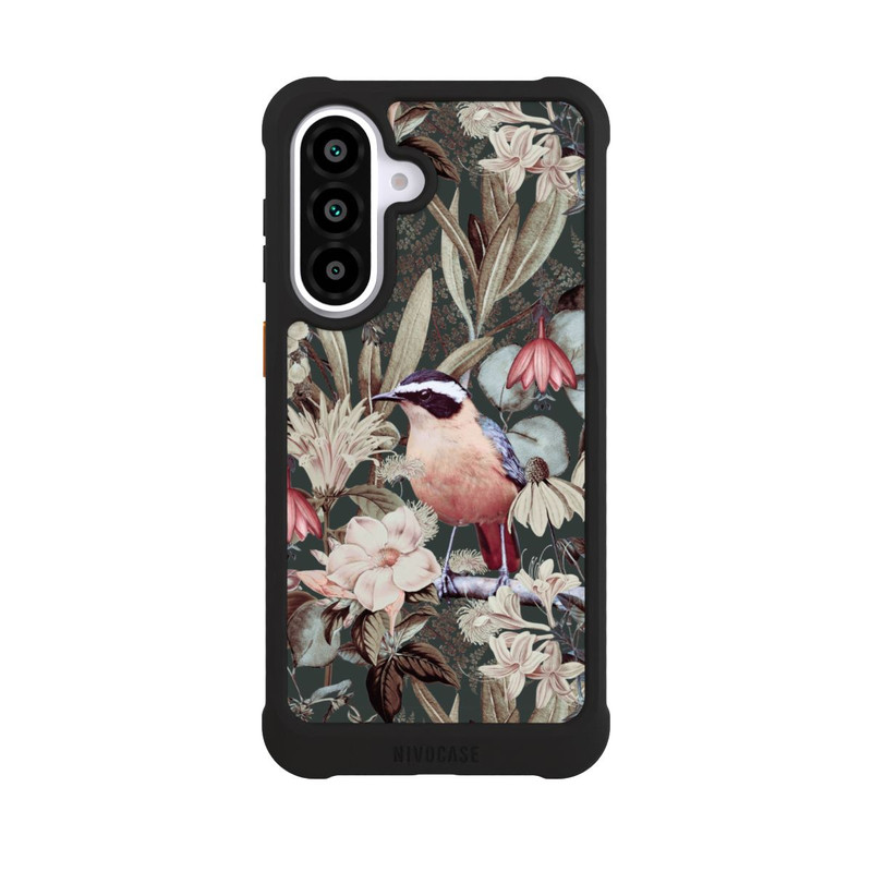 Galaxy A57 5G NIVOmax Oiseau orange à motif de fleurs vintage