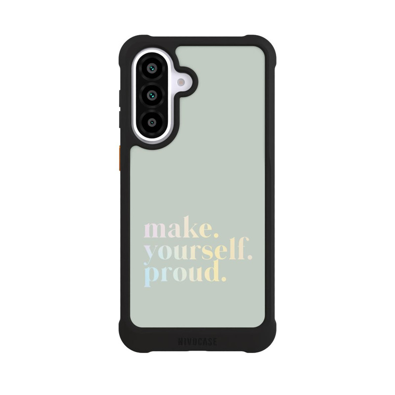 Galaxy A57 5G NIVOmax Make Yourself Proud Zitat-Minze und Farbverlauf