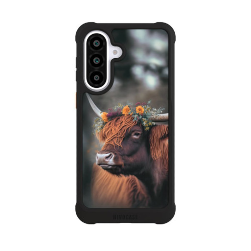 Samsung Galaxy A57 5G NIVOmax Vache des Highlands avec des fleurs avec IA