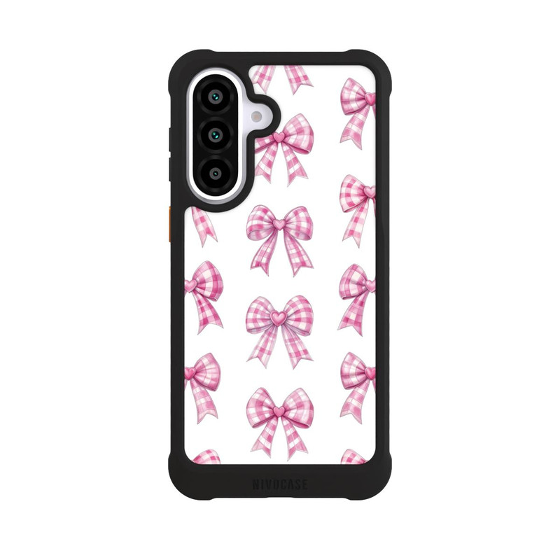 Galaxy A57 5G NIVOmax Pink Gingham Hearts and Bows