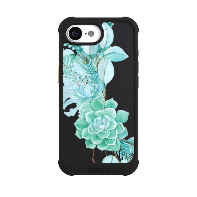 iPhone 17e NIVOmax Sukkulenten Blumen Mintgrün Transparent