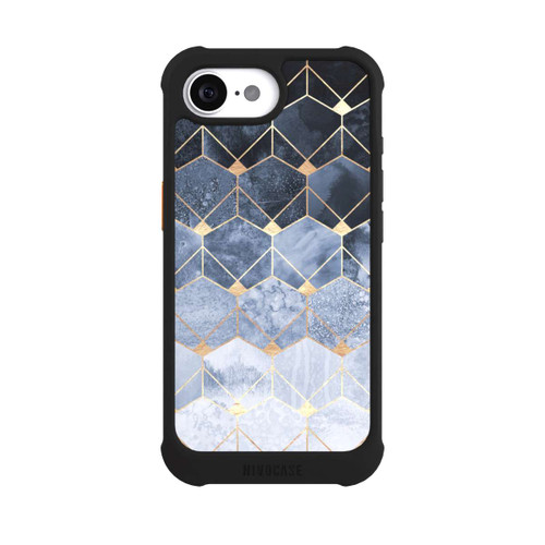 Apple iPhone 17e NIVOmax Blue Hexagons And Diamonds Gold Print