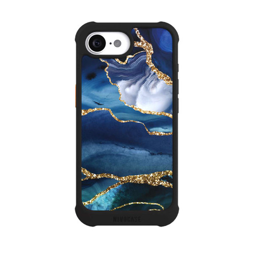 Apple iPhone 17e NIVOmax  Blauer Marmor Gold Glitzer Look