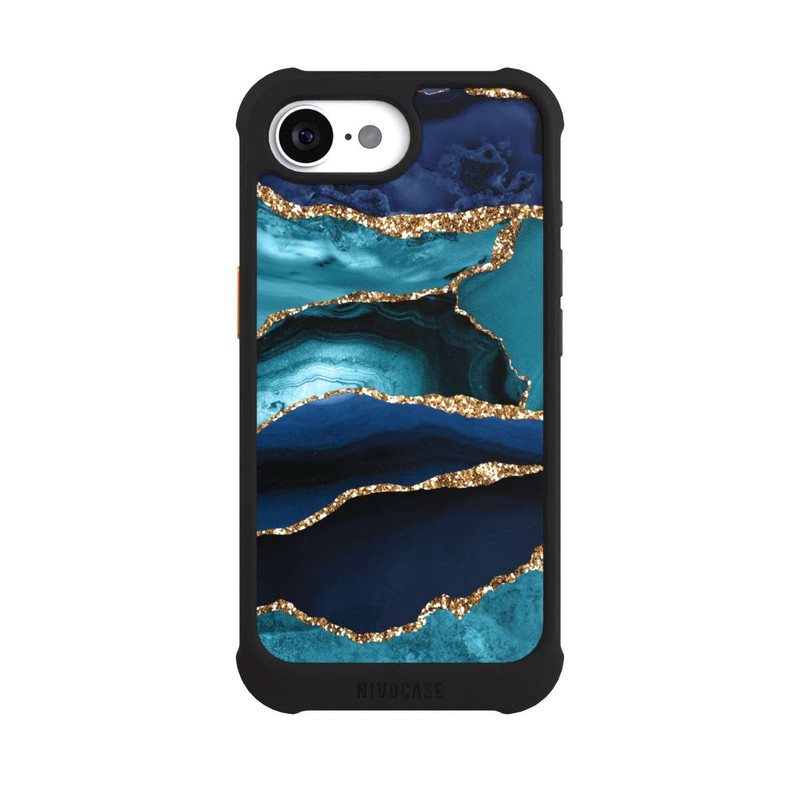 17 e NIVOmax Dark and Light Blue Marble Gold Glitter Look