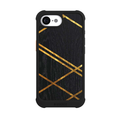 Apple iPhone 17e NIVOmax Black Geometric Pattern Golden Stripes