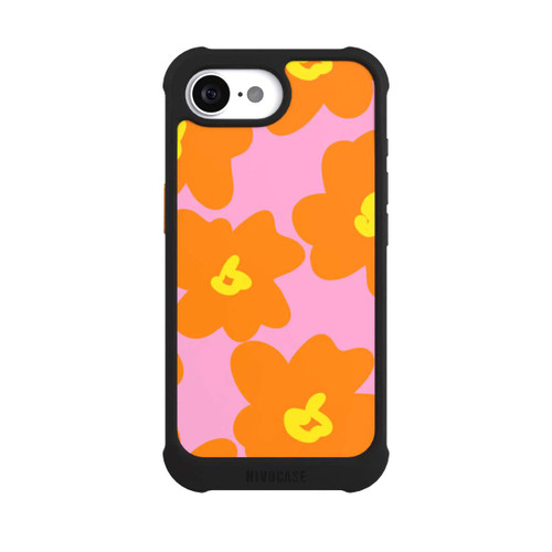 Apple iPhone 17e NIVOmax Retro Blumenmuster Pink und Orange