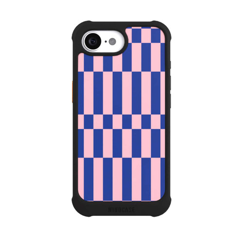 Apple iPhone 17e NIVOmax Checked Abstract Bold Electric Blue and Pink Color Block