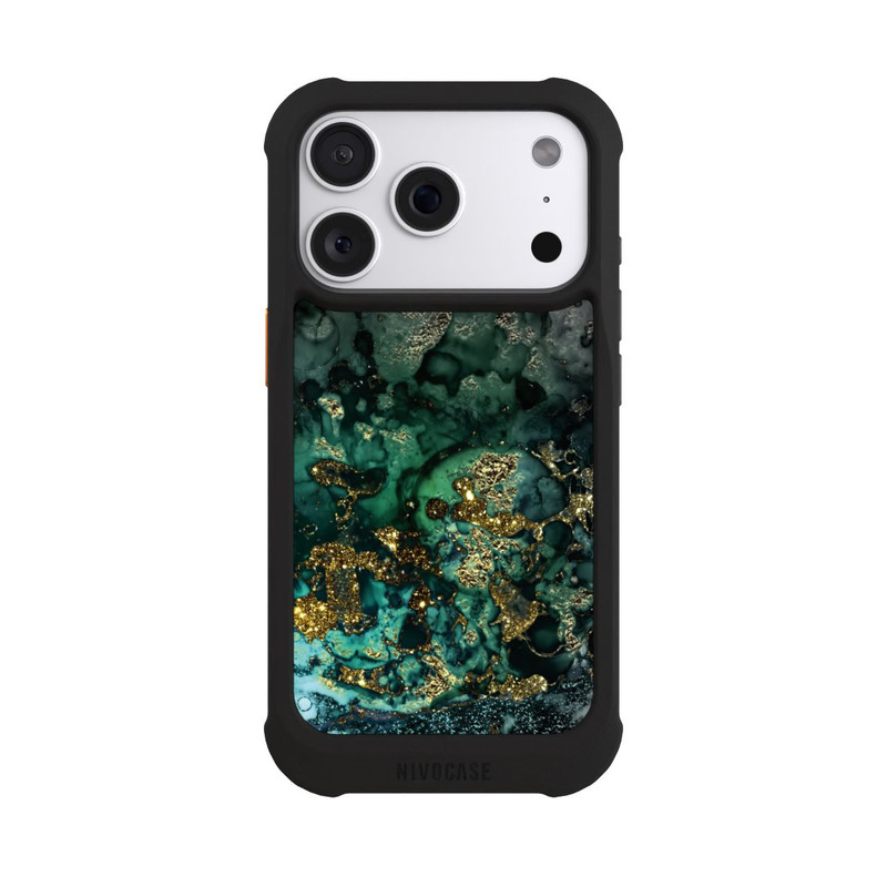 iPhone 18 Pro NIVOmax Cyan Glitter Marble Look