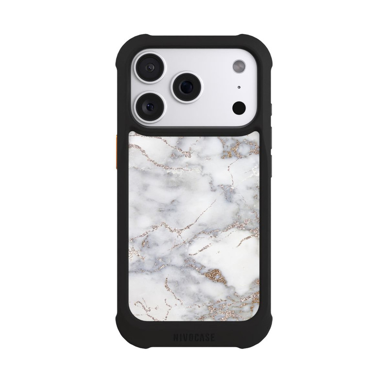 iPhone 18 Pro NIVOmax Silberglitzer Marmorlook