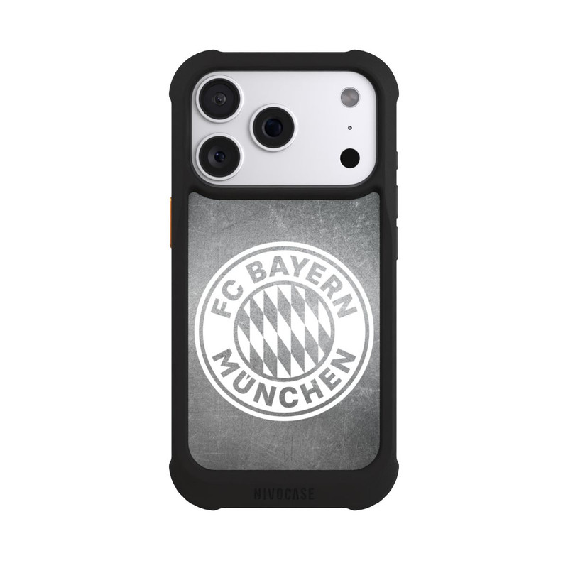 iPhone 18 Pro NIVOmax Classic FCB Logo Small - White on Metal Look