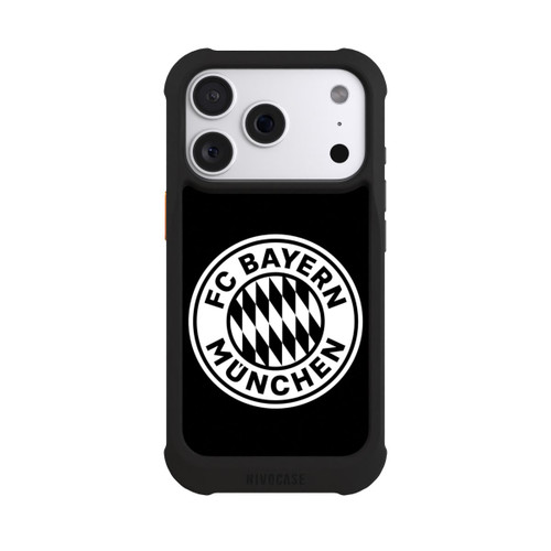 Apple iPhone 18 Pro NIVOmax Klassisches FCB Logo Klein - Weiß auf Schwarz