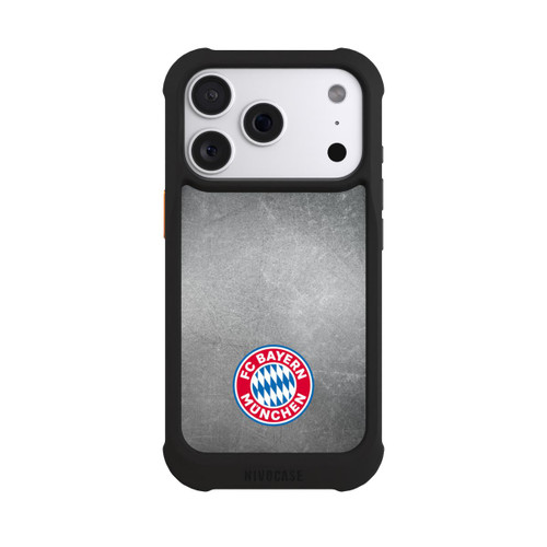 Apple iPhone 18 Pro NIVOmax Klassisches FCB Logo Klein - Bunt auf Metalllook
