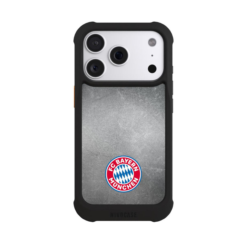 iPhone 18 Pro NIVOmax Klassisches FCB Logo Klein - Bunt auf Metalllook