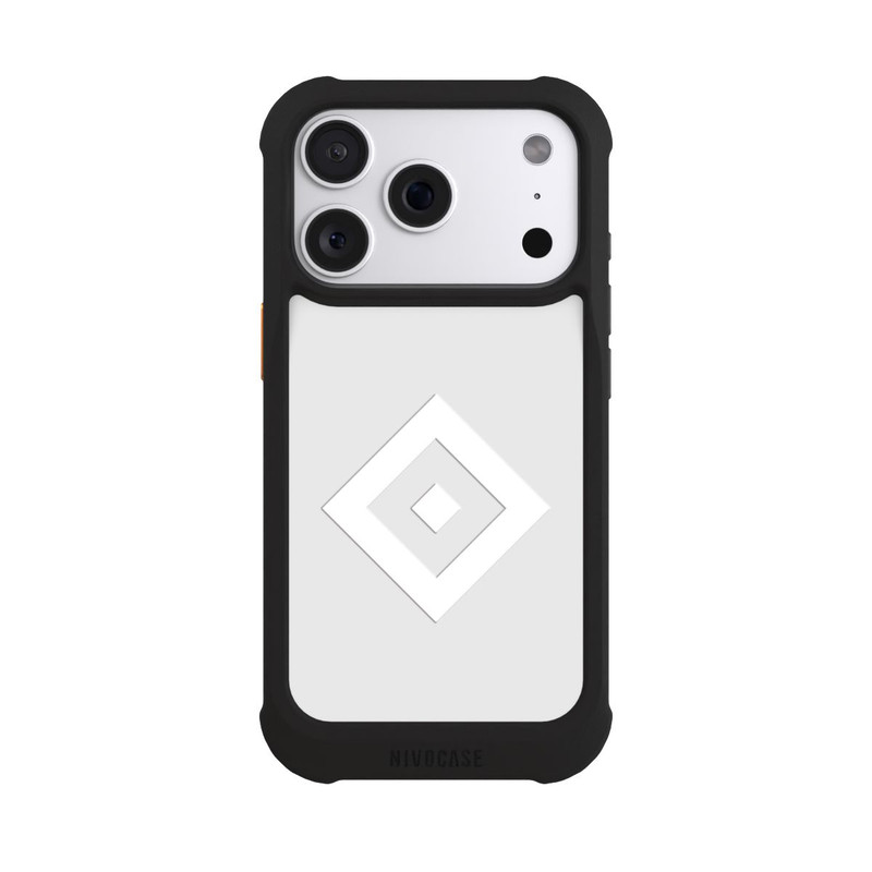 iPhone 18 Pro NIVOmax Logo en forme de losange sur fond gris HSV